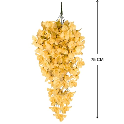 Tdas Artificial Hanging Bougainvillea Flowers Leaves Eucalyptus Ivy Garlands Plant Greenery Vine Creeper Home Decor Door Wall Balcony Decoration Party Festival (Peach) - Image 2