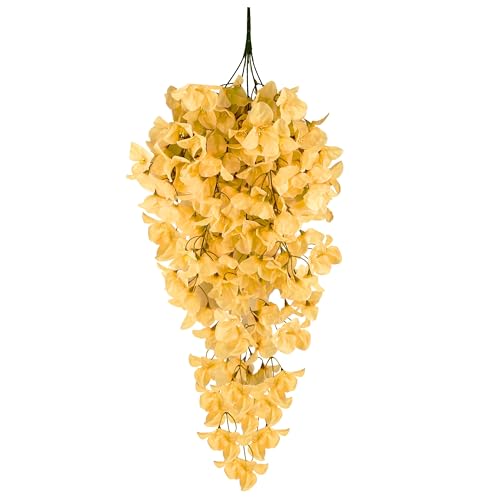 Tdas Artificial Hanging Bougainvillea Flowers Leaves Eucalyptus Ivy Garlands Plant Greenery Vine Creeper Home Decor Door Wall Balcony Decoration Party Festival (Peach) - Image 1