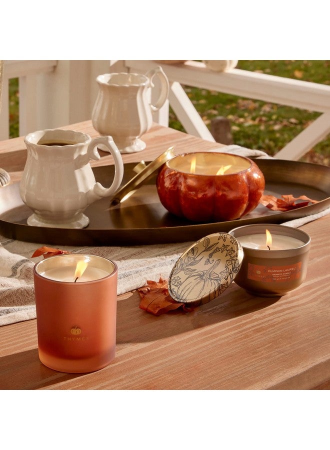 Thymes Scented Candles for Women & Men - Tin with Lid - Luxury Home Decor - Pumpkin Candles with Notes of Nutmeg, Cinnamon, Clove, & Orange Peel - Fall Decor (Pumpkin Laurel, 6.5 oz) - Image 4