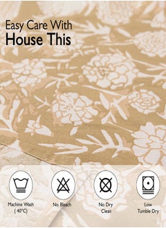 housethis 3-Piece Cotton Bedsheet Set Includes Genda Phool Bed Sheet (Beige) & 2 Pillow Covers (46x69cm) | Machine Washable | 144 Thread Count Bed Linen with Pillow Case  - Image 5