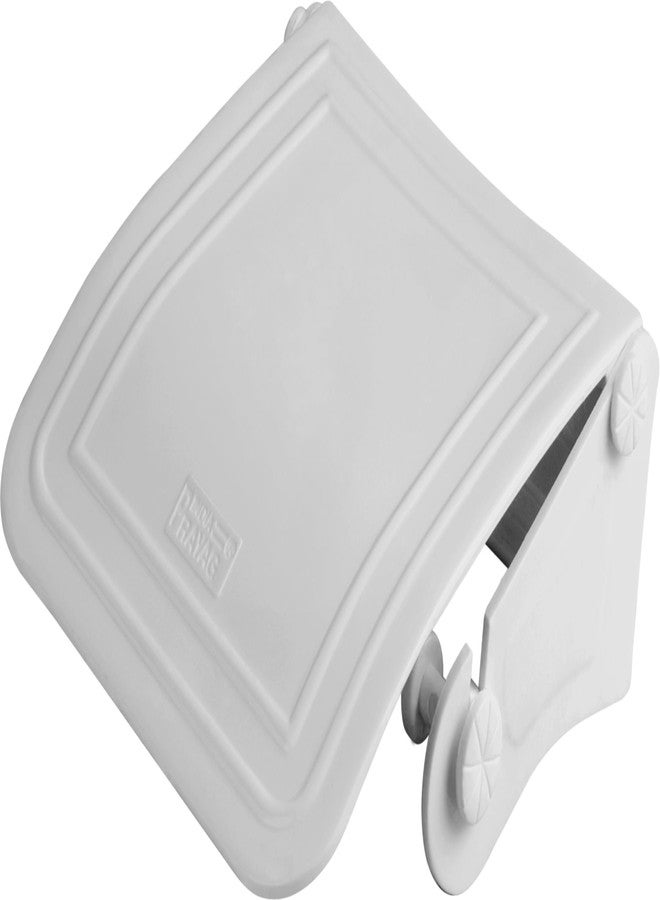 Prayag® Toilet Paper Holder for Bathroom | 1-Year Manufacturer Warranty | Wall Mounted Plastic Stand | Space Saving Bathroom Accessory for Toilet Paper - (White)