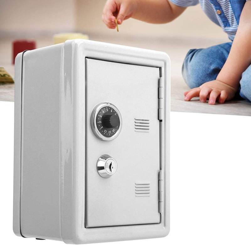 comfrt Mini Safe for Kids, Money Saving Box Children Metal Safe Box Cash Coin Can Storage Case with 2 Keys, 18x12x10cm(white) - Image 3