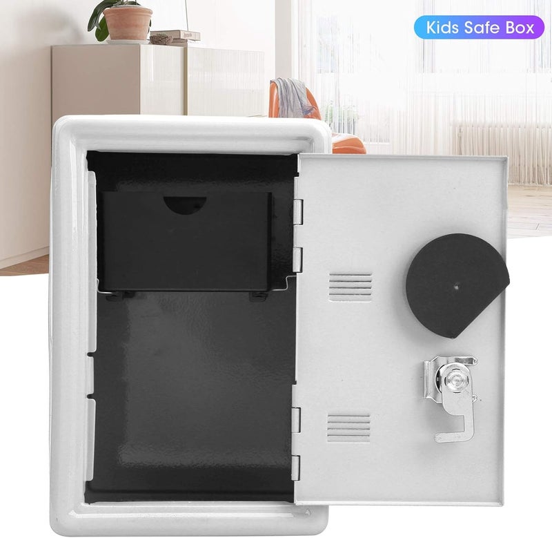 comfrt Mini Safe for Kids, Money Saving Box Children Metal Safe Box Cash Coin Can Storage Case with 2 Keys, 18x12x10cm(white) - Image 4