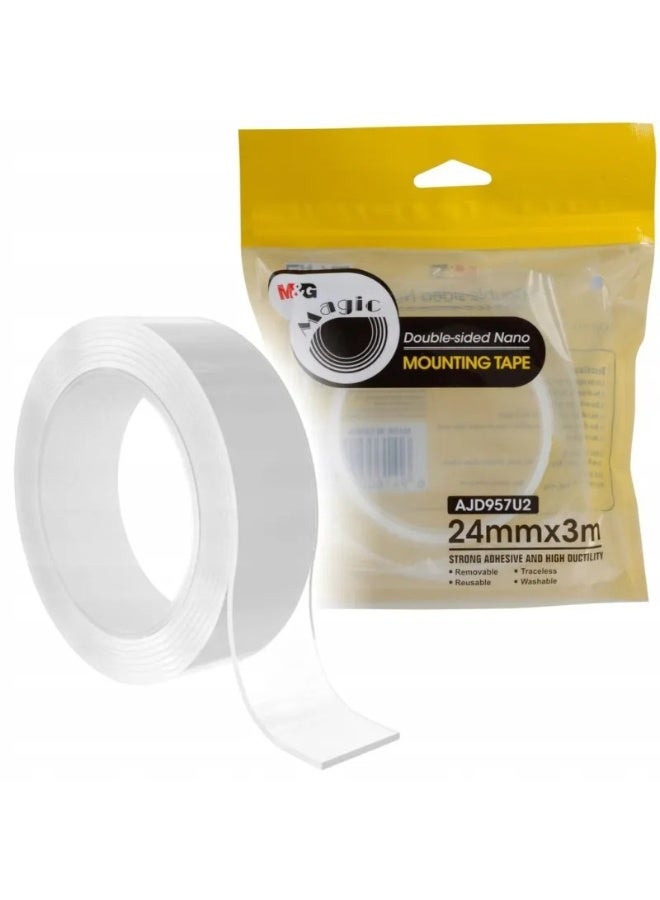 M&G double sided Nano Transparent Mounting Tape 24mmx3m(1 roll) - Image 1