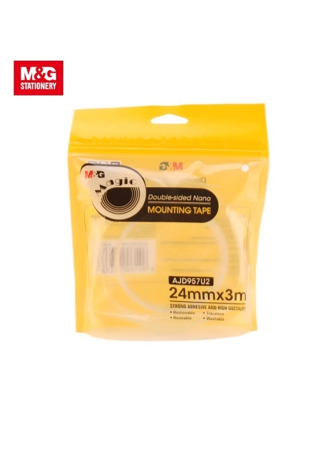 M&G double sided Nano Transparent Mounting Tape 24mmx3m(1 roll) - Image 3