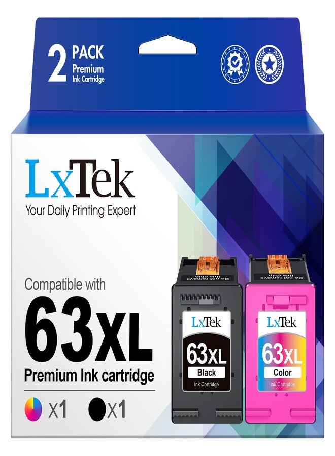 LxTek Remanufactured 63XL Ink Cartridges Combo Pack Replacement for HP 63 - Image 1