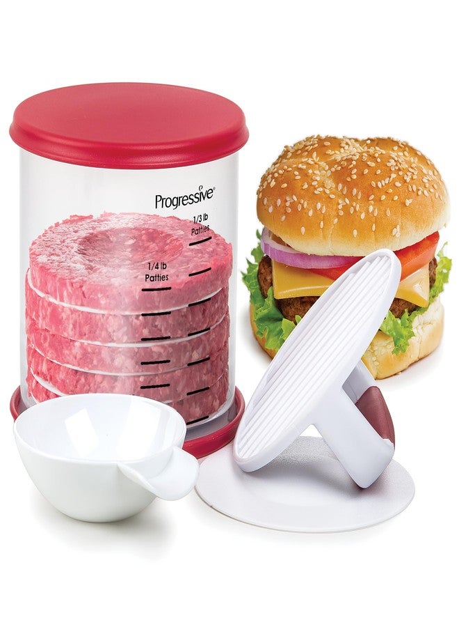 PrepWorks Perfect Burger Press Set – Press & Store Up to 6 Burgers, Non-Skid Base, Non-Stick Coating
