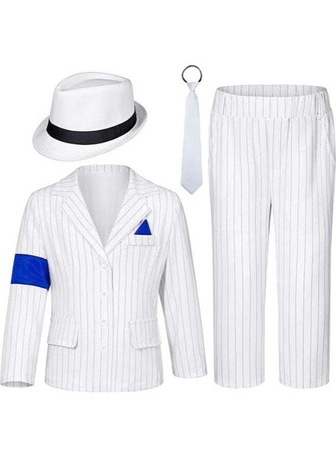 general Michael Jackson performance costume cosplay costume white striped suit suit - Image 1