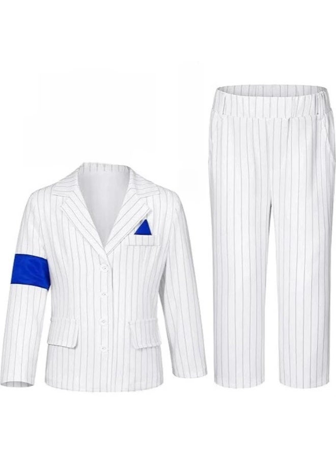 general Michael Jackson performance costume cosplay costume white striped suit suit - Image 1