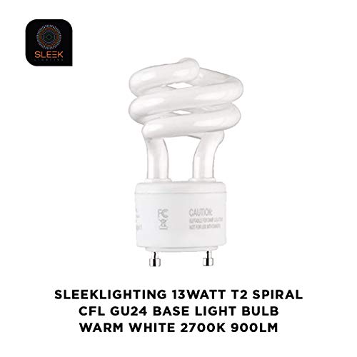 SLEEKLIGHTING 13Watt T2 Spiral CFL GU24 2 Prong Light Bulb Base 2700K 900lm -UL Approved 120v 60Hz Light Bulb- Mini Twist Lock Spiral -Self Ballasted Compact Fluorescent -Warm White Light 4pack - Image 4