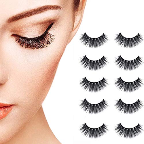 Adbeni False Eyelashes Set with Eyelash Curler, Makeup Puff, Mini Eyeshadow Palette and Strong Hold Lash Glue - 5 Pairs Natural Look Eyelashes, Lightweight & Comfortable Daily Makeup Kit (Pack of 5) - Image 3