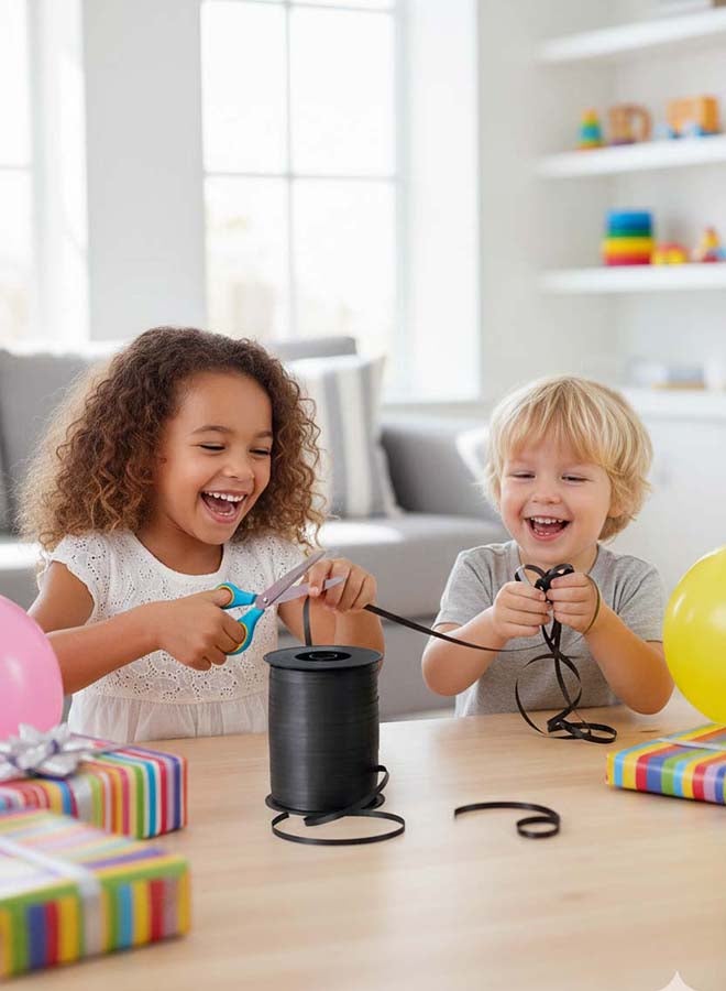 Ciao Balloon Curling Ribbon 0.5 cm x 500 Yards Black – Elegant Balloon String & Gift Ribbon - Image 2
