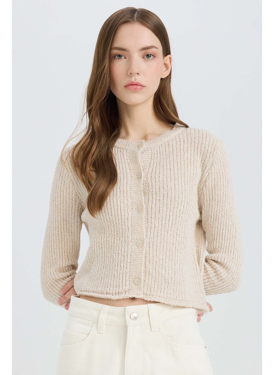 DeFacto Woman Slim Fit Crew Neck Buttoned Knitwear Cardigan  - Image 1