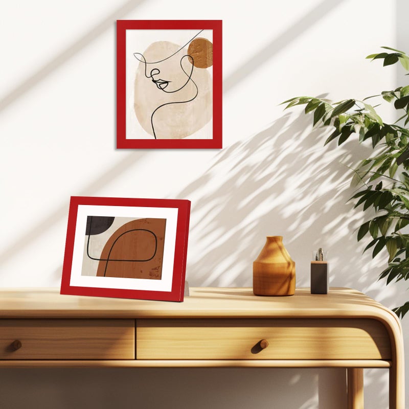 مجموعة إطارات صور YESKAY مقاس 8 × 10 مكونة من 9 صور عرض 5 × 7 مع حصيرة أو 8 × 10 بدون حصيرة إطارات صور متعددة للتركيب على الحائط أو عرض سطح الطاولة باللون الأحمر - Image 4