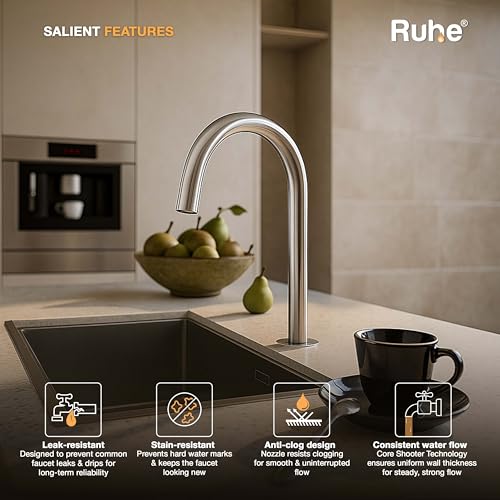 Ruhe® Touchless Sensor Faucet | Brass Automatic/Touchless/Sensor Based/Hands Free Bathroom Sink Tap/Faucet | Chrome Finish - Image 3