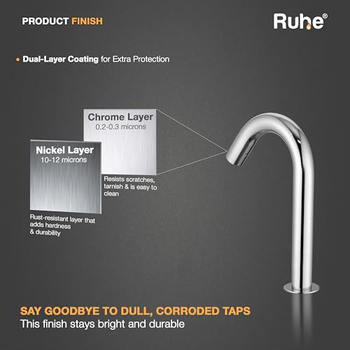 Ruhe® Touchless Sensor Faucet | Brass Automatic/Touchless/Sensor Based/Hands Free Bathroom Sink Tap/Faucet | Chrome Finish - Image 5