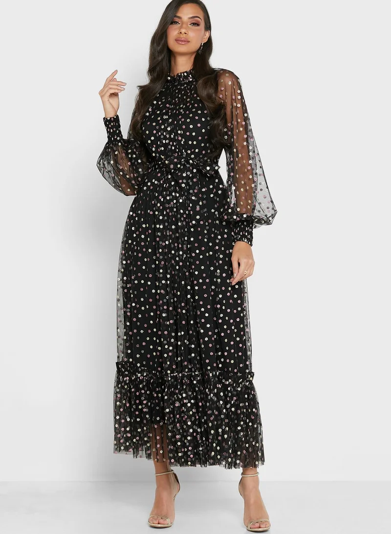 Amri Shimmer Polka Dot Dress