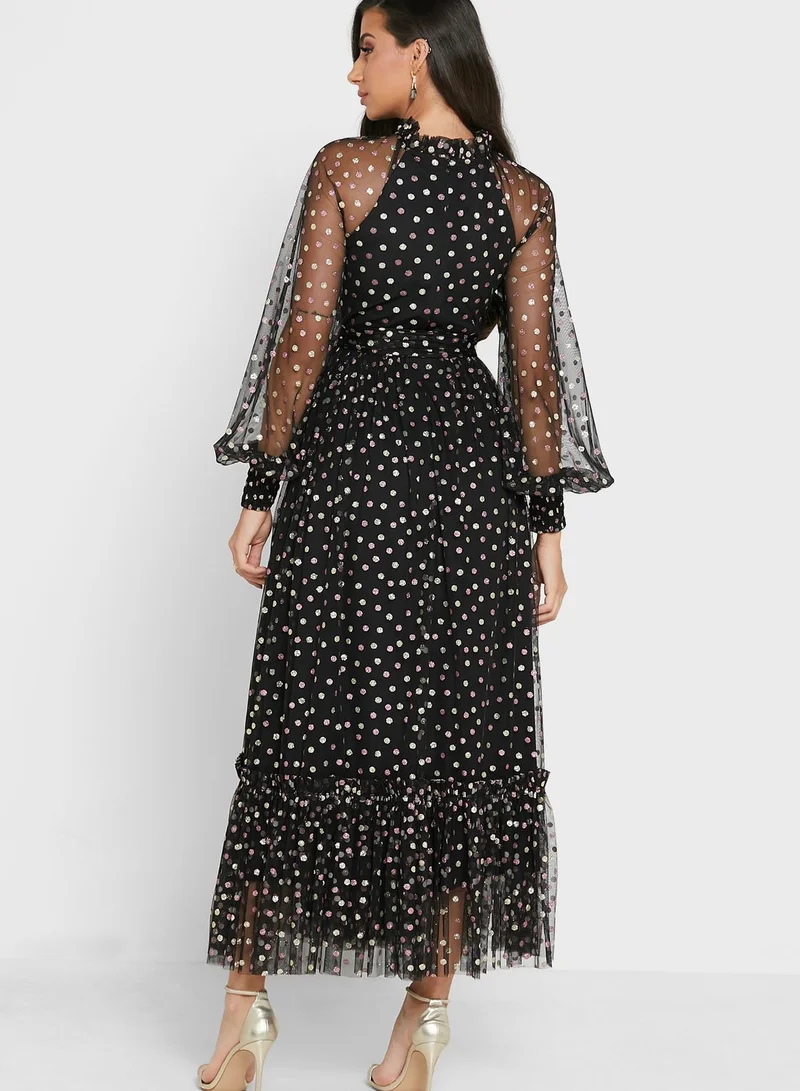 Amri Shimmer Polka Dot Dress