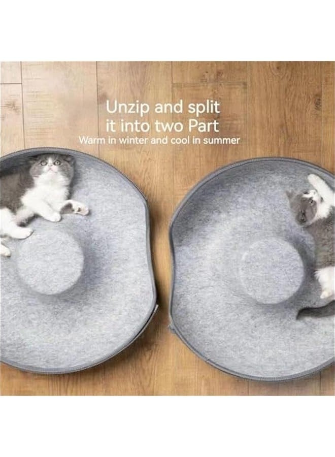 TRASSLE Large Round Cat Tunnel Bed, Peekaboo Cat Cave for Indoor Cats, Cat Bed Cave, Semi-Closed Comfortable and Washable Cat House, Detachable Donut Pet Bed for Cats and Kittens - Image 2