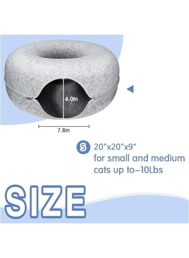 TRASSLE Large Round Cat Tunnel Bed, Peekaboo Cat Cave for Indoor Cats, Cat Bed Cave, Semi-Closed Comfortable and Washable Cat House, Detachable Donut Pet Bed for Cats and Kittens - Image 3