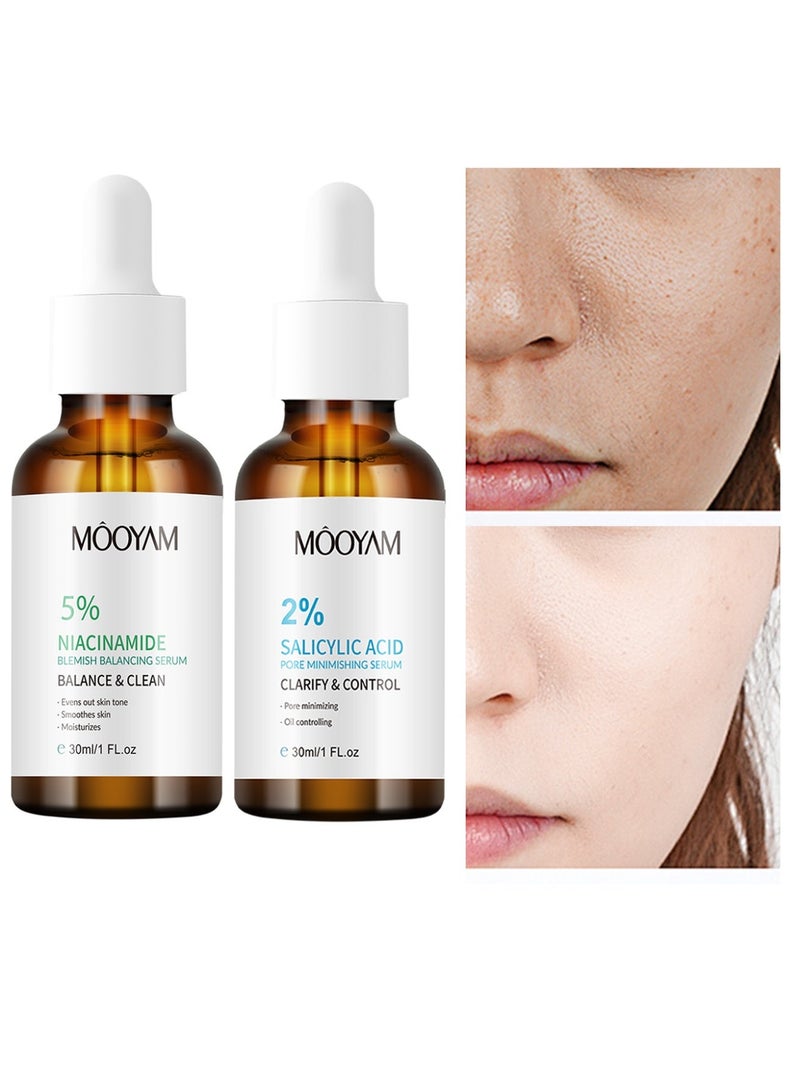 موويام سيروم 5٪ نياسيناميد لعلاج البقع و 2٪ حمض الساليسيليك لعلاج المسام للوجه للتحكم في إفراز الدهون وإصلاح حاجز البشرة يقلل الاحمرار ويوحد لون البشرة مع ترطيب عميق - Image 1