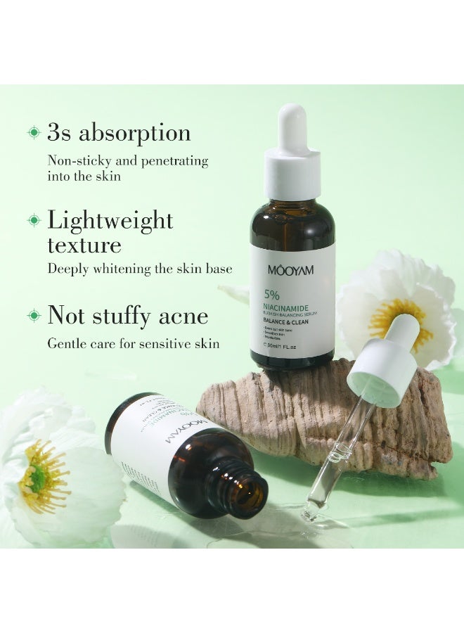 موويام سيروم 5٪ نياسيناميد لعلاج البقع و 2٪ حمض الساليسيليك لعلاج المسام للوجه للتحكم في إفراز الدهون وإصلاح حاجز البشرة يقلل الاحمرار ويوحد لون البشرة مع ترطيب عميق - Image 4
