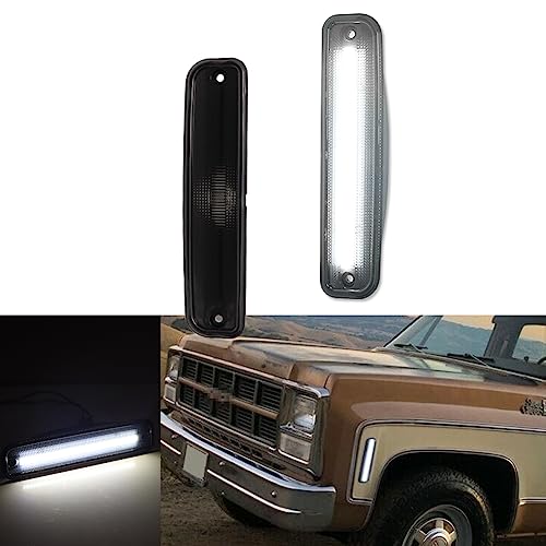 Tonsya For 73 74 75 76 77 78 79 80 GMC Chevy Pickup Blazer Suburban Jimmy C10 C20 C30 GMC Front Bumper Signal Side Marker lights Smoked Lens 915557 915558 GM2550115 GM2551107 - Image 1
