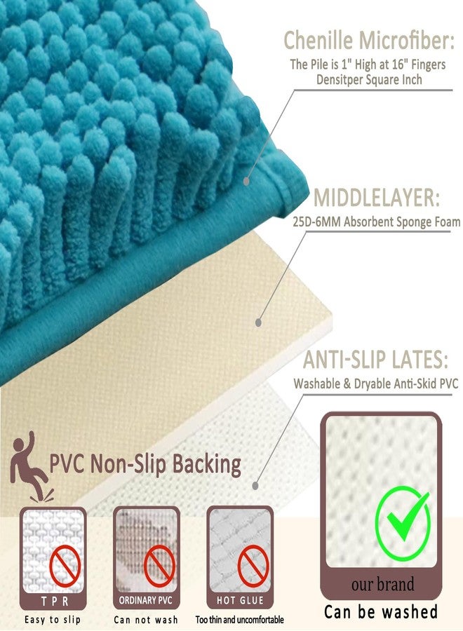 Flotstiga Bathroom Rugs Sets 3 Piece Non Slip,Bath Rugs with PVC Backing Bath Carpet,Bathroom Rug Washable,Absorbent,Plush Carpet Mats,Bath Mats for Bedroom, Kitchen,Tub,Home Decor (Turquoise) - Image 5