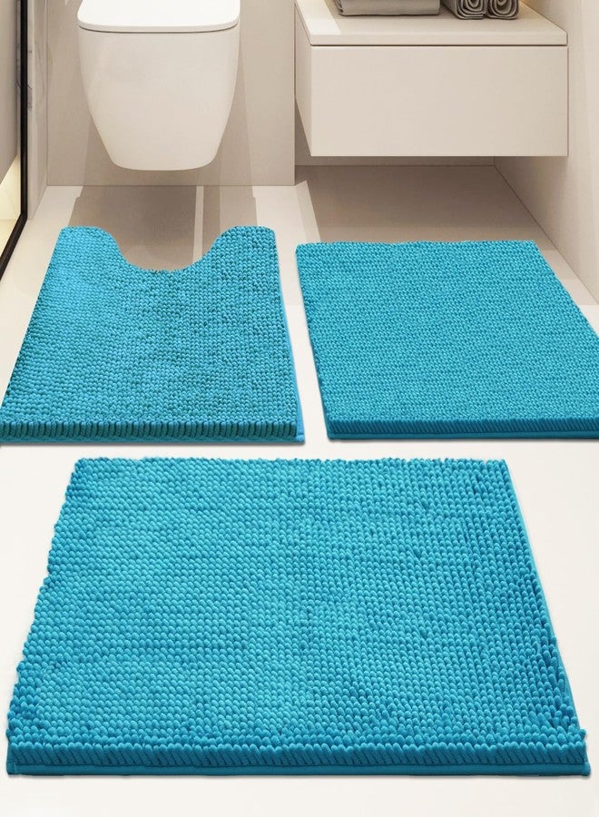 Flotstiga Bathroom Rugs Sets 3 Piece Non Slip,Bath Rugs with PVC Backing Bath Carpet,Bathroom Rug Washable,Absorbent,Plush Carpet Mats,Bath Mats for Bedroom, Kitchen,Tub,Home Decor (Turquoise) - Image 3