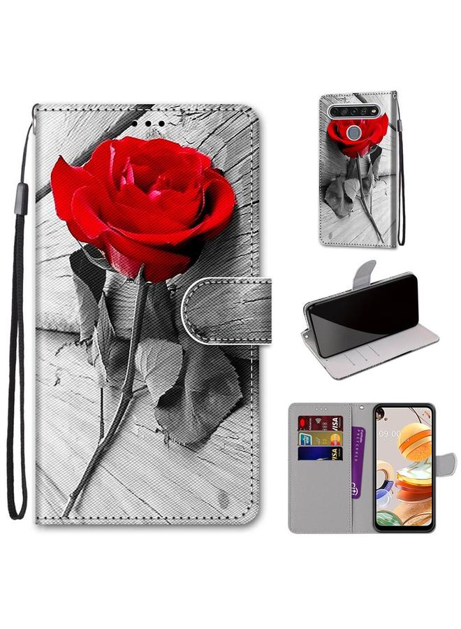 S-TOP Case For LG K61 Coloured Drawing Cross Texture Horizontal Flip PU Leather Case with Holder & Card Slots & Wallet & Lanyard - Image 1