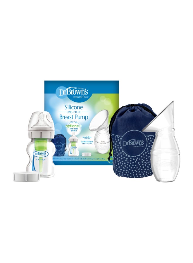 Dr. Brown’s One-Piece Silicone Breast Pump With 150 Ml Pp W-N Options+ Baby Bottle - Image 1