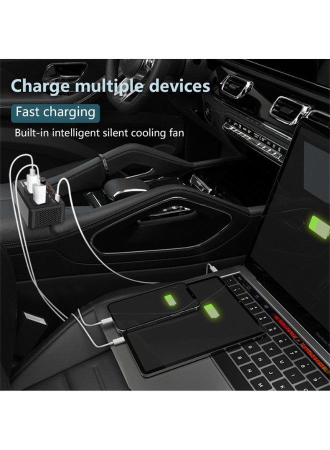 آي كي محول طاقة للسيارة 200 واط | من 12V إلى 220V | منفذان AC عالميان | 4 منافذ USB شحن سريع (PD و USB-A) | مناسب للاستخدام العائلي والسفر - Image 4