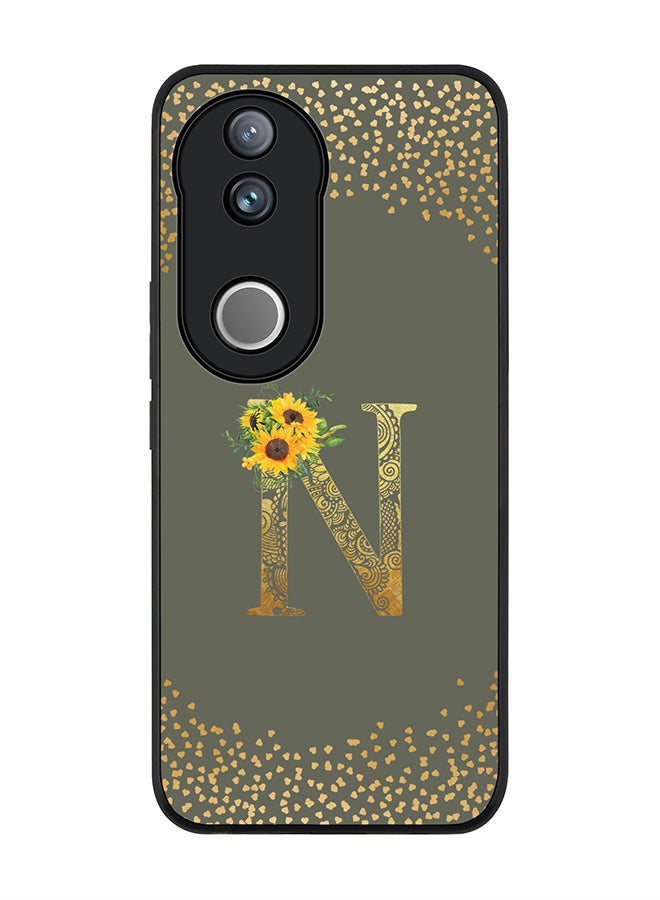 Stylizedd For Vivo V50 / vivo V50e 5G Case,Slim fit Camera Protection, Shockproof Thin Phone cover  - Custom Floral Monogram - N  (Olive Green ) - Image 1