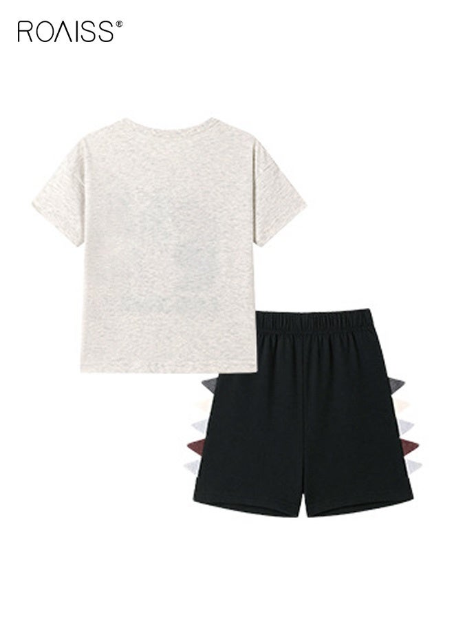 roaiss Boys 2PCS Outfit, Adorable T-Shirt and Shorts Set for Boys, Summer Suit with Short Sleeve Top and Elastic Waist Short Pants, Perfect for Daily Wear or Various Occasions - Image 3