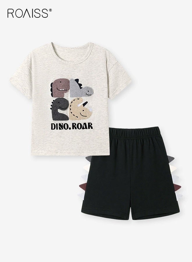 roaiss Boys 2PCS Outfit, Adorable T-Shirt and Shorts Set for Boys, Summer Suit with Short Sleeve Top and Elastic Waist Short Pants, Perfect for Daily Wear or Various Occasions - Image 2