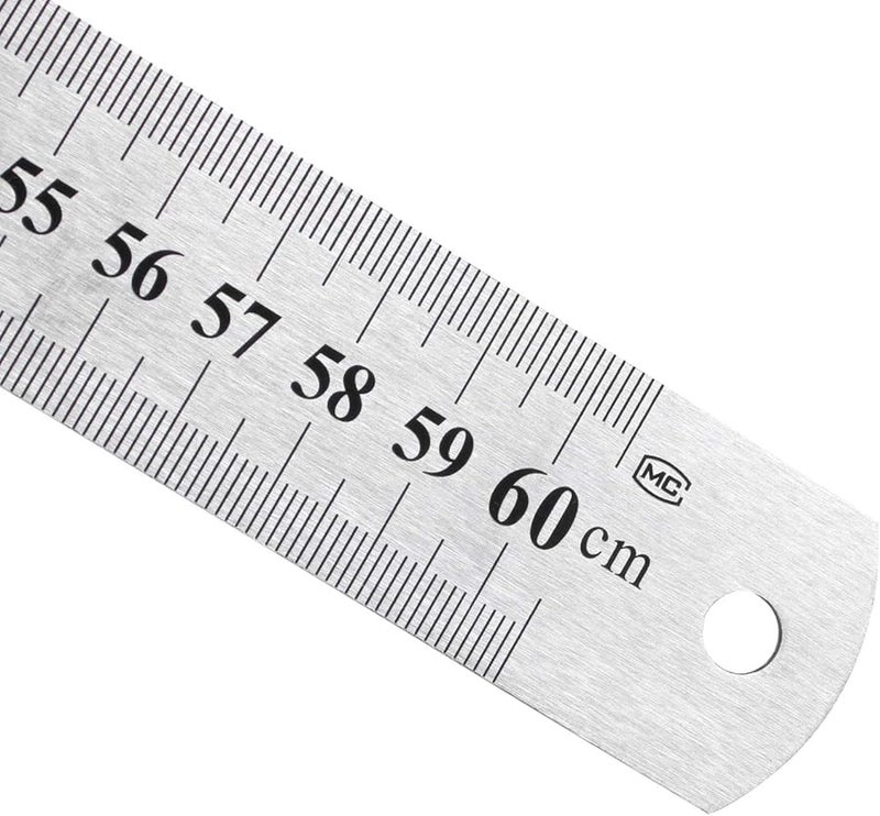 Stainless Steel Double Sided 60cm 24 Inch Measuring Ruler Silver - Image 5