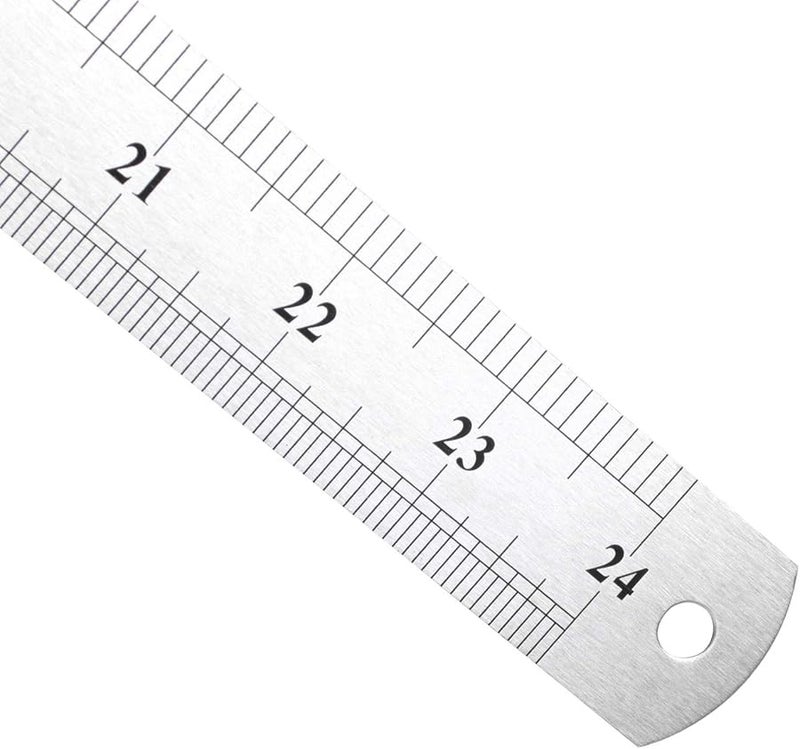Stainless Steel Double Sided 60cm 24 Inch Measuring Ruler Silver - Image 1