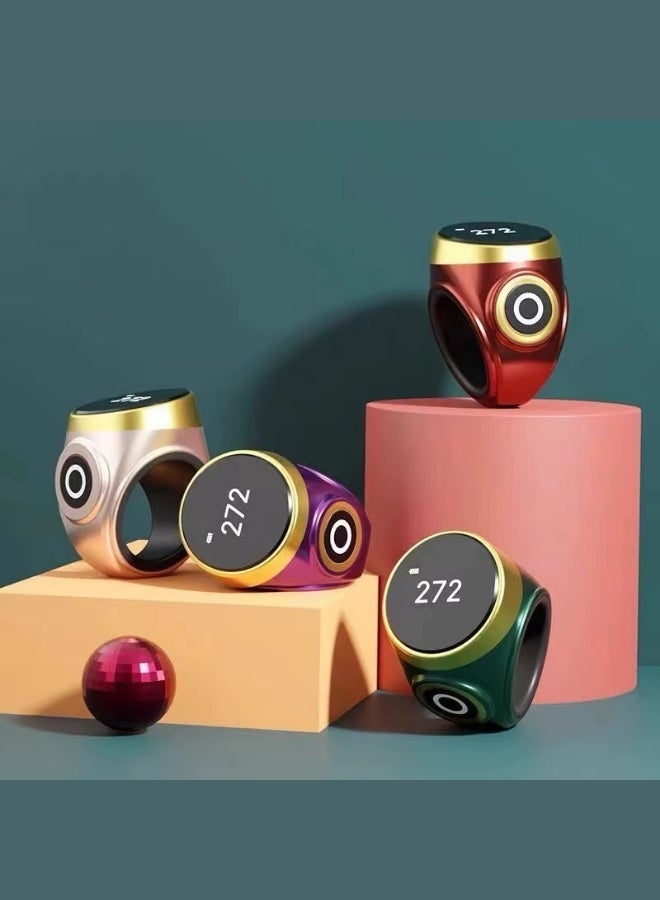 خاتم تسبيح ذكي بشاشة OLED عالية الدقة، شحن Type‑C مقاوم للماء مع سوار سيليكون قابل للتعديل بثلاث مقاسات 18/20/22 مم - Image 5