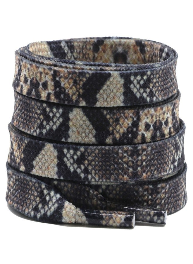 DELELE Animal Print Flat Shoelaces: Colored Pattern Sneakers Shoe Laces 2 Pair, 02 Snake Pattern, 55 inch(140CM) - Image 1