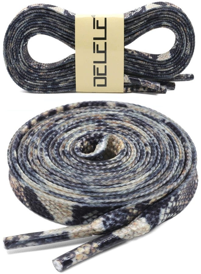 DELELE Animal Print Flat Shoelaces: Colored Pattern Sneakers Shoe Laces 2 Pair, 02 Snake Pattern, 55 inch(140CM) - Image 2