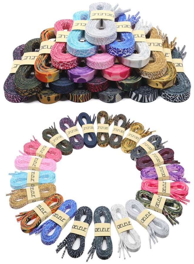 DELELE Animal Print Flat Shoelaces: Colored Pattern Sneakers Shoe Laces 2 Pair, 02 Snake Pattern, 55 inch(140CM) - Image 4