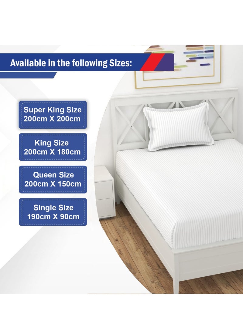 المنزل الذكي هوم سمارت ملاءة سرير مخططة من القطن مع غطاء وسادة - لون كستنائي - Image 3