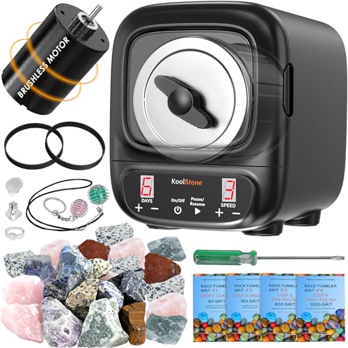 KoolStone C1 Pro Max Professional Rock Tumbler Kit  Large 3LB Capacity  Brushless Motor Up to 6X More Noise Cancelling Ultra Quiet Rotary Polisher with Full Accessories Ideal for Adults Kids - Image 1
