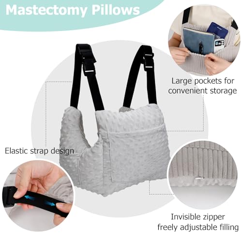 RoamReady Post Mastectomy Pillows After Hysterectomy Must Haves, Breast Reduction Mastectomy Recovery Supplies, Breast Cancer Heart Surgery Pillow Gifts for Women Help for Recovery and Rest, Gray - Image 5