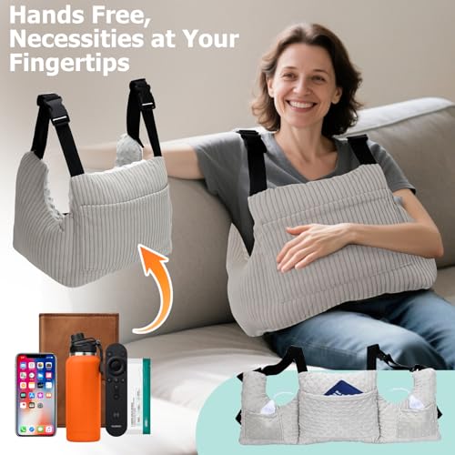RoamReady Post Mastectomy Pillows After Hysterectomy Must Haves, Breast Reduction Mastectomy Recovery Supplies, Breast Cancer Heart Surgery Pillow Gifts for Women Help for Recovery and Rest, Gray - Image 3