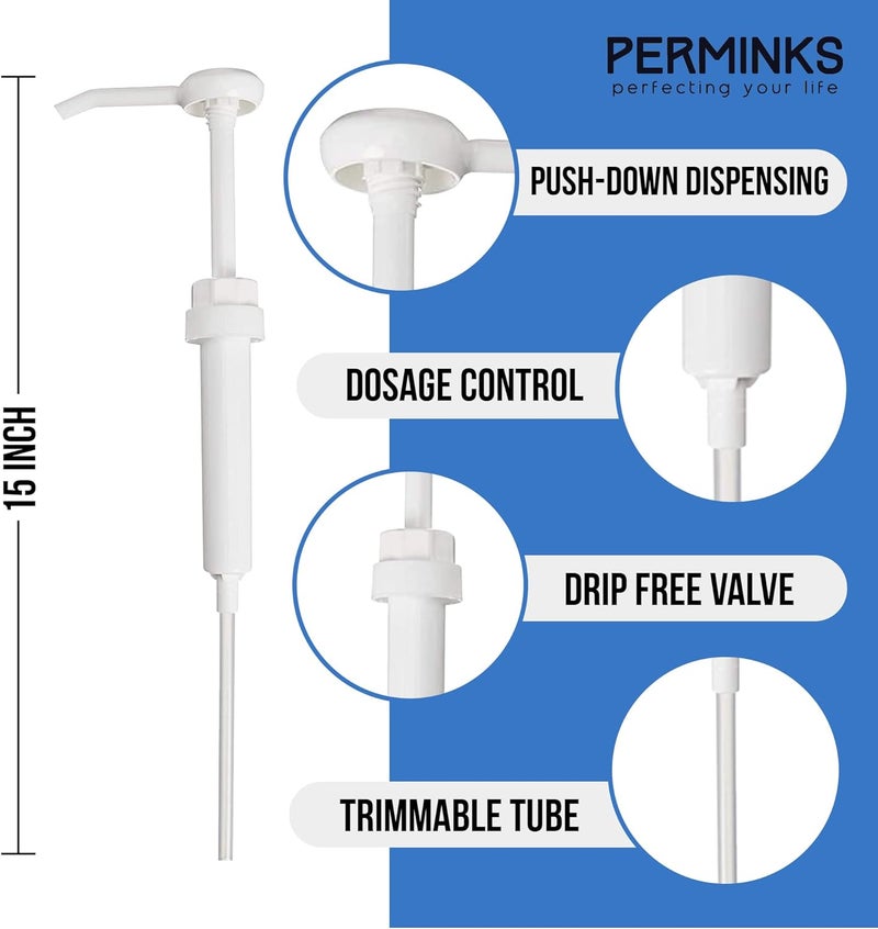 PERMINKS 5 Gallon Pump Dispenser - Pump for 5 Gallon Bucket, Jug, Bottle, Large Container - Great for Shampoo & Conditioner, Laundry Detergent, Snow Cone Syrup, Bleach Liquid, Oil & More (Pack of 12) - Image 3