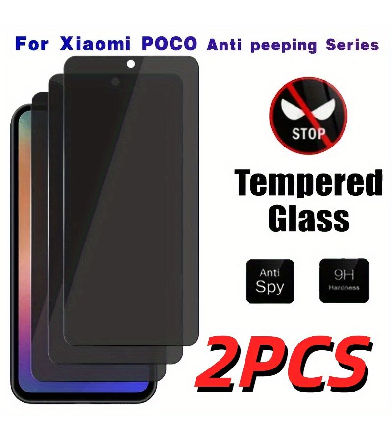 2 Pack Full Screen Privacy Glass Screen Protector for POCO M4 Pro 9H Hard Scratch Resistant Easy Install - Image 1