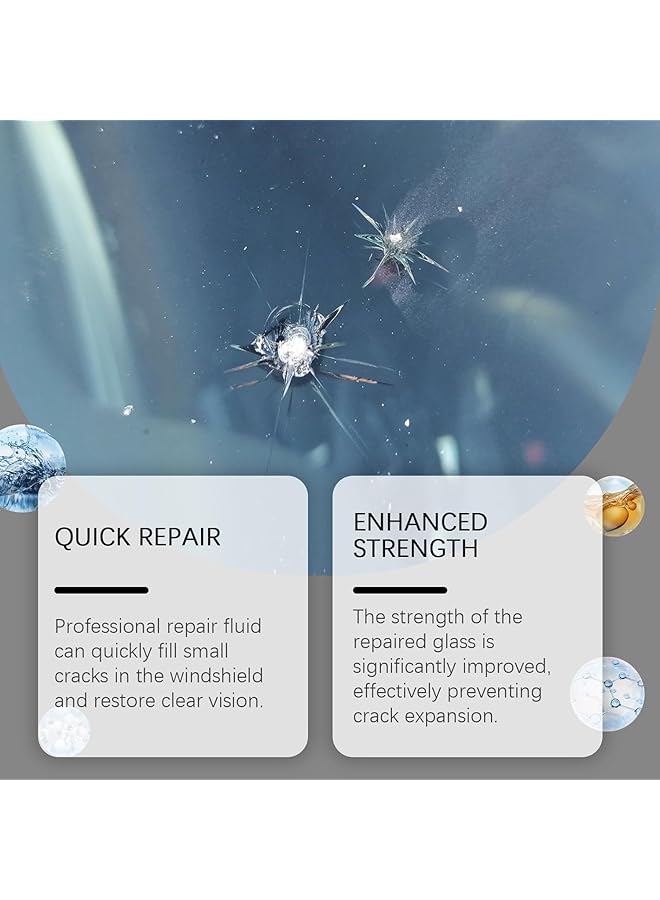 كاست ويف مجموعة إصلاح شقوق الزجاج الأمامي، مجموعة سائل إصلاح زجاج نوافذ السيارة، مجموعة إصلاح شقوق الزجاج، أداة لإصلاح الشقوق والشقوق على شكل نجمة (30 مل) - Image 4