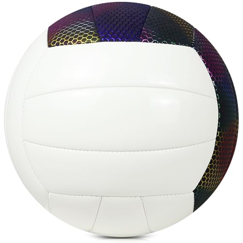 EVZOM Glow in The Dark Volleyball Size 5, Reflective Glowing Leather Volleyballs -Gift for Kids, Men, Women Indoor Outdoor Night Volleyball - Image 2