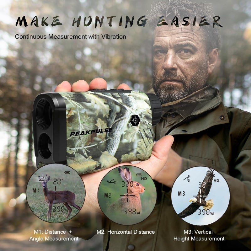 PEAKPULSE Hunting Rangefinder 1400Yds Laser Range Finder for Hunter Deer Tracker Men Women 6X Zoom 3 Modes Angle Horizontal Vertical Measurement - Image 4